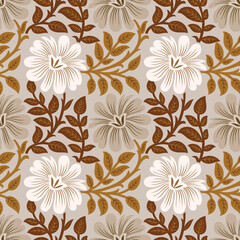 Seamless vector floral pattern with leaves