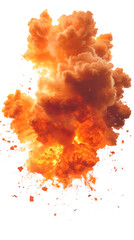 A large orange cloud of smoke is rising from a fire Isolated on transparent background, PNG