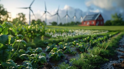 Fototapeta na wymiar Sustainable Farming Practices Harnessing Renewable Energy