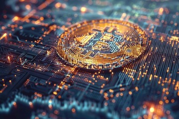 hologram bitcoin blockchain crypto currency digital encryption 