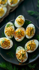 Black Plate With Deviled Eggs