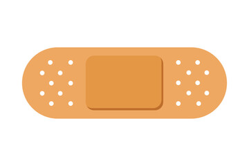 Medical plaster isolated on white background, wound plasterer or bandaged patch, vector adhesive health care object. Injury tape plaster flat design, Sticking plaster.First aid concept.	