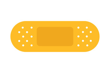 Medical plaster isolated on white background, wound plasterer or bandaged patch, vector adhesive health care object. Injury tape plaster flat design, Sticking plaster.First aid concept.	