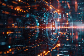hologram bitcoin blockchain crypto currency digital encryption 