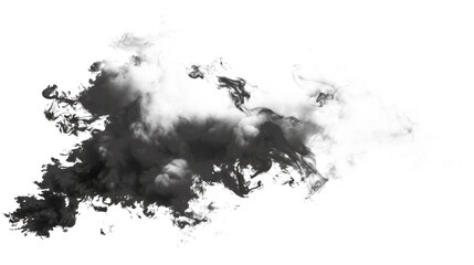 Obraz premium A black smoke cloud is rising. Isolated on transparent background, PNG