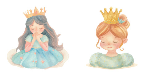Obraz na płótnie Canvas cute queen watercolour vector illustration