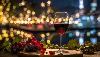 Fotobehang red wine and grapes © Semih Photo