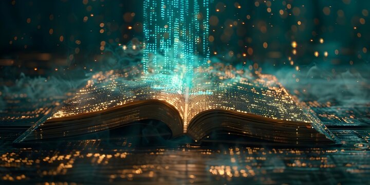 Seamlessly Blending Technology and Education Through a Digital Book with Code. Concept EdTech, Digital Learning, Coding, Educational Technology, Interactive Books