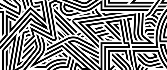 Abstract black white striped lines background.