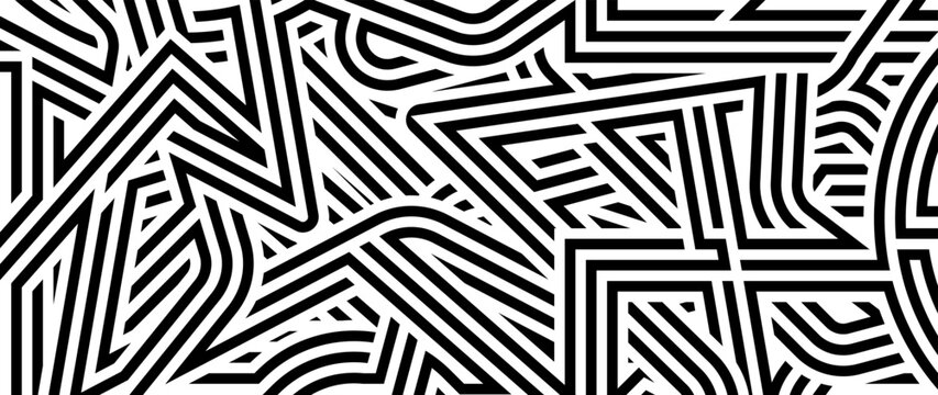 Abstract Black White Striped Lines Background.