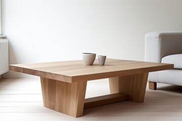 Free photo a wooden bench in a white room 