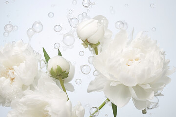 Beautiful white peony flowers. Nature concept