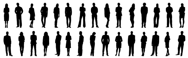 silhouettes of people working group of standing business people vector illustration on isolated white background - Powered by Adobe