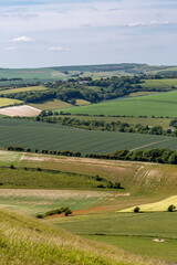 A rural Sussex view over a rolling landscape, on a sunny day in May - 752257180
