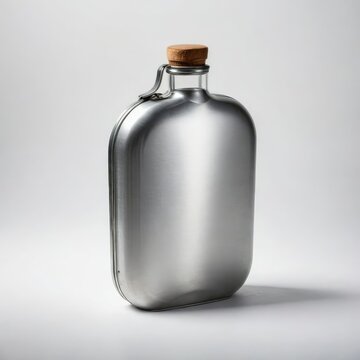 metal flask bottle on white
