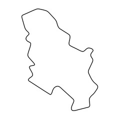 Serbia country simplified map. Thin black outline contour. Simple vector icon