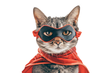 cat wearing a superhero mask, ready to save the day with a stealthy and confident demeanor.
