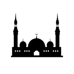 flat mosque silhouette vector illustration. Islamic mosque buildings in silhouette for background element design. Muslim Mosque Silhouette. Ramadan ramadhan kareem. eid mubarak.