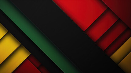 Abstract geometric black, red, yellow, green color background. Black History Month color background generative ai
