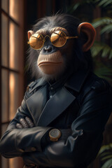 Monkey Avatar in a Business Suit. Playful photo portrait for a personal account.