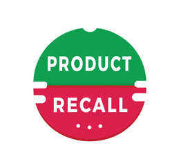 Product recall sign, red sticker for banner modern style. Vector design template.