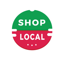Shop local sign, red sticker for banner modern style. Vector design template.