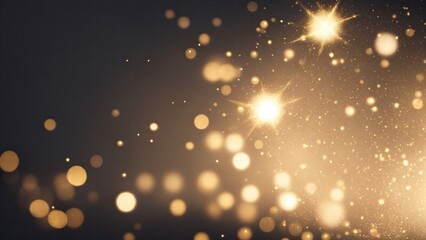 Fototapeta na wymiar White and gold bokeh with elegant sparkling particles on dark background