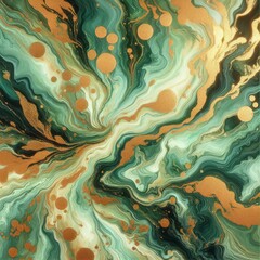 Background green gold abstract texture marble pattern liquid ink paint. 