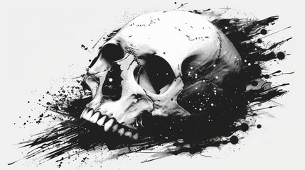 skull on white background - obrazy, fototapety, plakaty