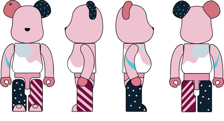 pink bear brick constructor figurines