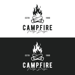 Hipster vintage bonfire logo design. Logo for camping, adventure wildlife, campfire.