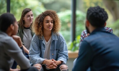 People therapy session concept. group of people talks about addictions