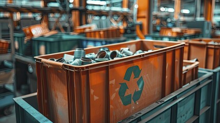 Implementing systems for waste reduction, recycling materials, and sustainable manufacturing practices. - obrazy, fototapety, plakaty