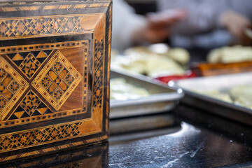 arabic design on black marble can be used as banner or mock up space for advertise