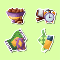 vector islamic ramadhan sticker set