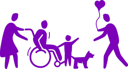 사람 가족 장애인 휠체어 실루엣