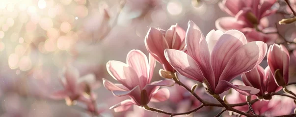 Foto op Canvas beautiful, wonderful spring background with blooming magnolia branches. wallpaper. banner. © MK studio