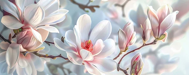 Foto op Canvas beautiful, wonderful spring background with blooming magnolia branches. wallpaper. banner. © MK studio