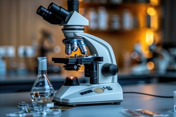 experiments and practical work with a microscope in the laboratory professional photography