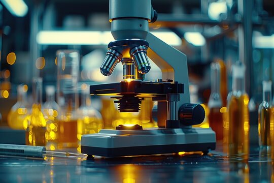 experiments and practical work with a microscope in the laboratory professional photography