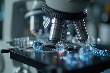 experiments and practical work with a microscope in the laboratory professional photography