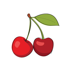 cherry or sweet cherry drawn by hand. Vector illustration in doodle style