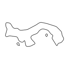 Panama country simplified map. Thin black outline contour. Simple vector icon