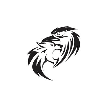 Logo Design of animals in the form of eagles and tigers facing off