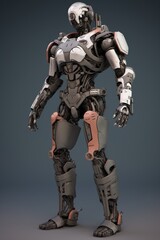 Fototapeta na wymiar Design a 3D model of a humanoid robot with intricate mechanical parts hi-tech