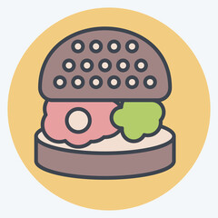 Icon Hamburger. related to Breakfast symbol. color mate style. simple design editable. simple illustration