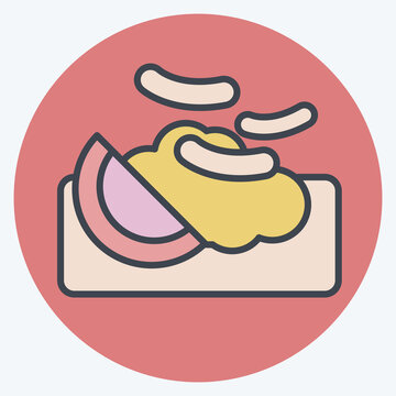 recommend clip art: Icon Macaroni. related to Breakfast symbol. color mate style. simple design editable. simple illustration