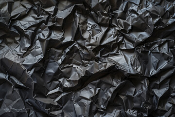 illustration of black crumpled paper texture background. Created with Generative AI	