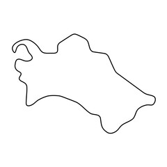 Turkmenistan country simplified map. Thin black outline contour. Simple vector icon