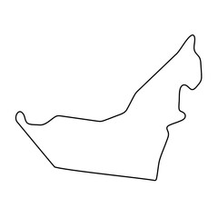 United Arab Emirates country simplified map. Thin black outline contour. Simple vector icon